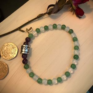 Bracelet | Handmade Authentic Moonstone, Amethyst, and Aventurine Stretch